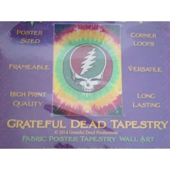 New Rasta Mini Grateful Dead Steal Your Face Tapestry Wall Art NIP Hippie Decor - Picture 2 of 2